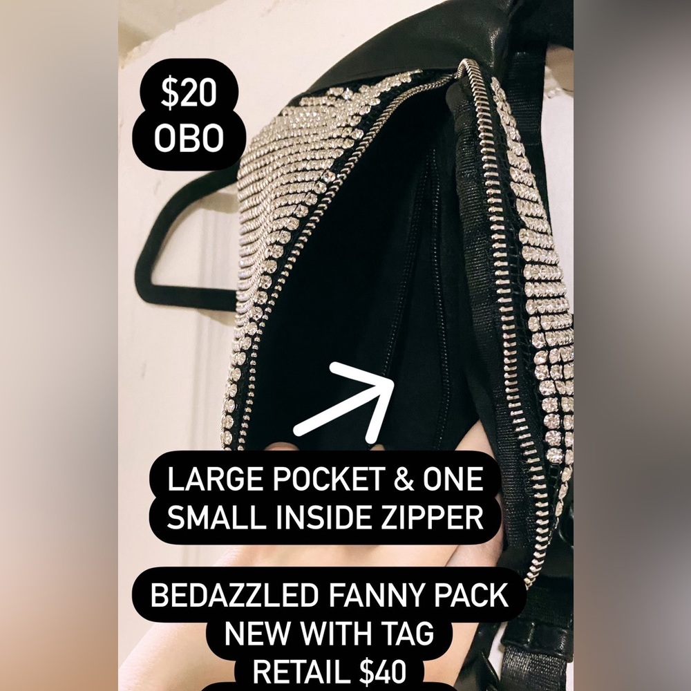 New with tag bedazzled Fanny back or cross body bag $30 obo